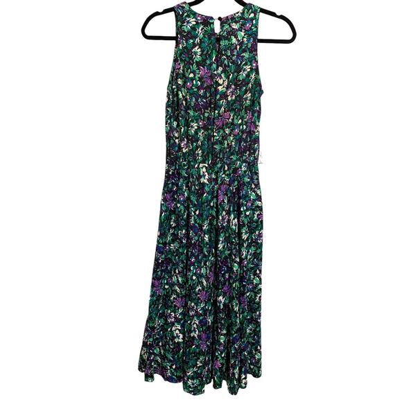 Medium E.D. Michaels Floral Maxi Dress 1980s Vintage Pockets - Picture 5 of 8